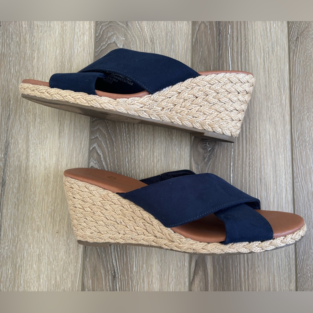Tommy Bahama Stacey Navy Espadrille Wedge Sandals Size 9
